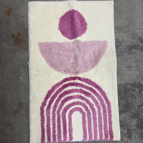 Pink Boho Bathroom Mat Pink Home Decor Cute bathmat light pink art modern NWT - Picture 6 of 6